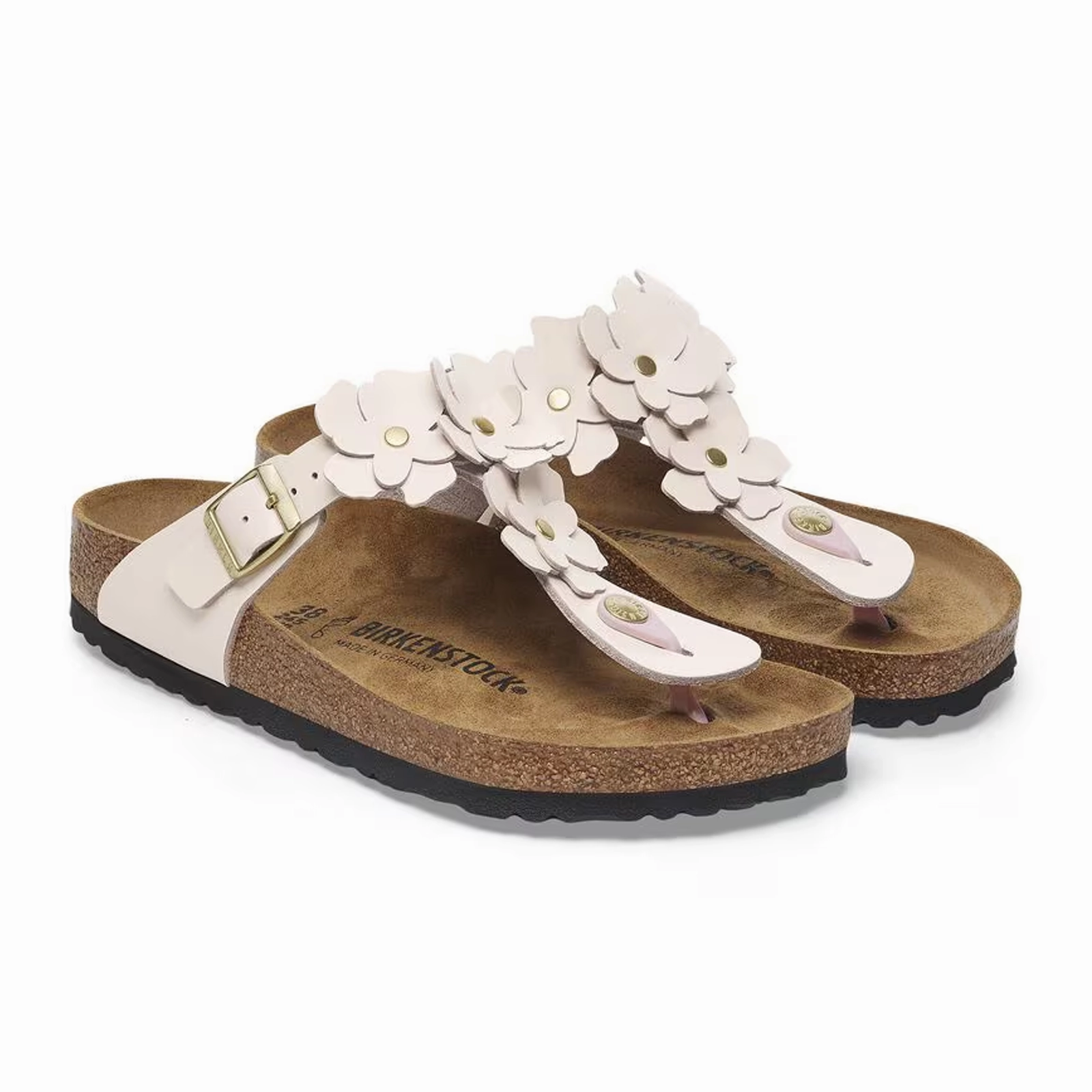 Birkenstock Gizeh Flowers Sandal (Women) - Light Rose Leather Casual