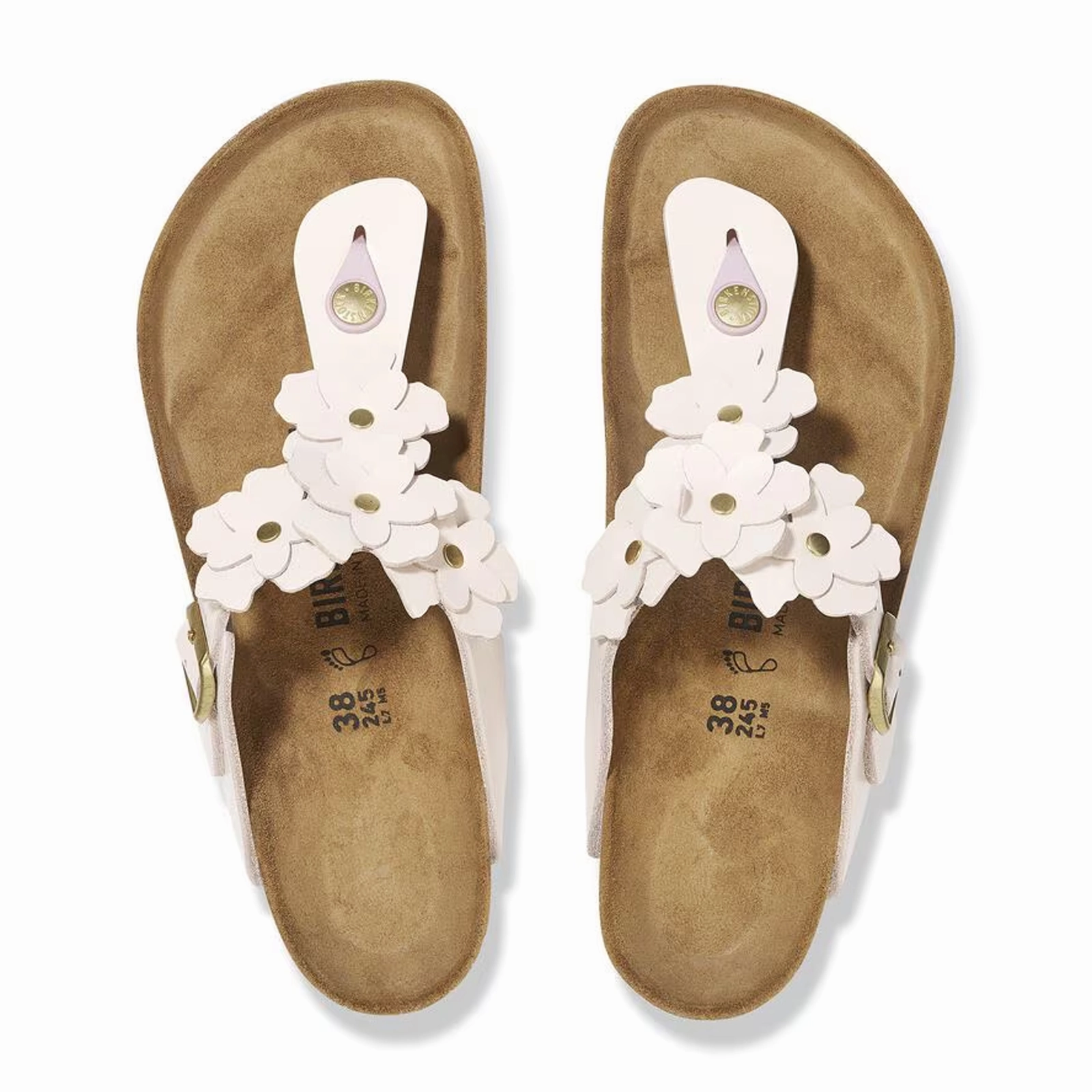 Birkenstock Gizeh Flowers Sandal (Women) - Light Rose Leather Work Light