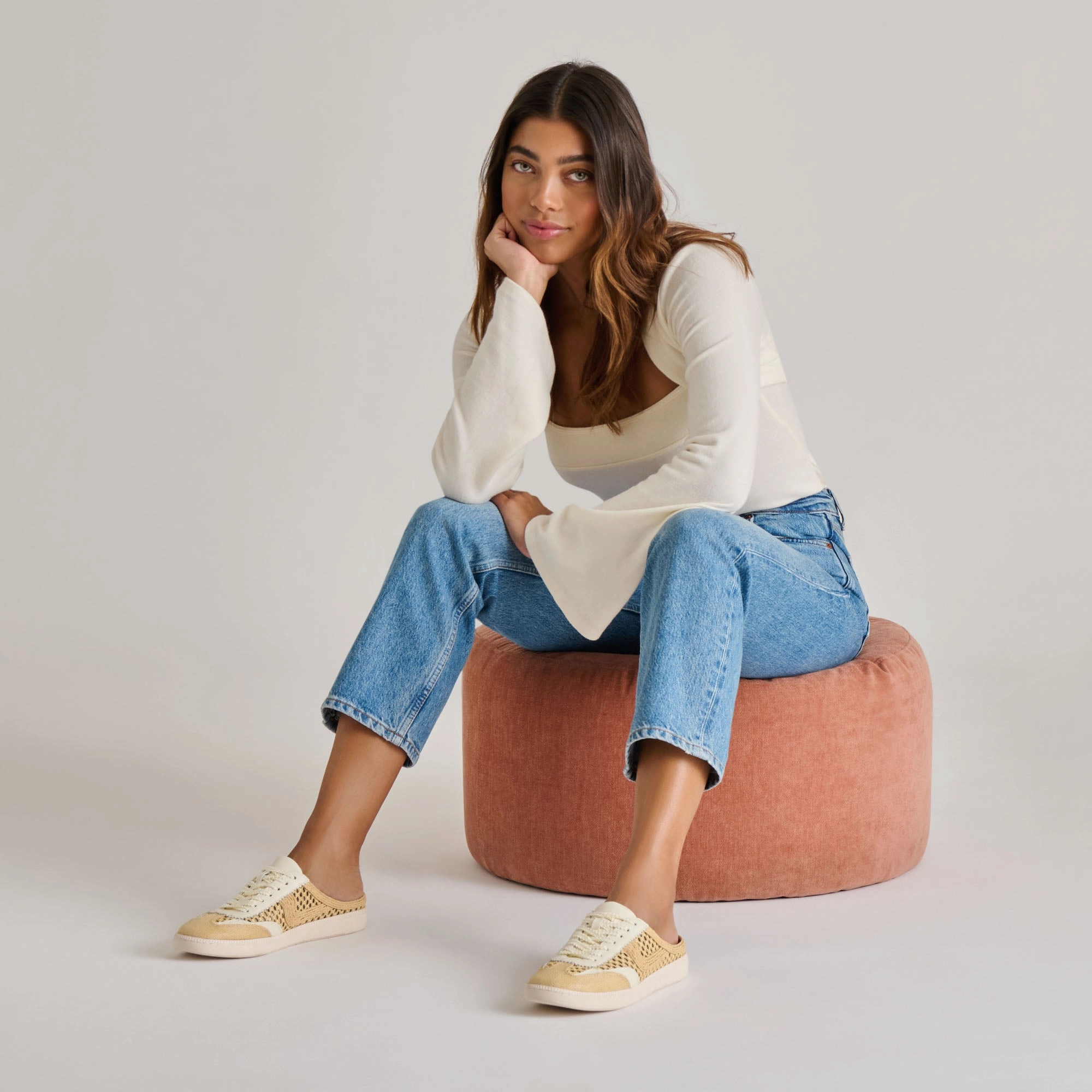 NOTICE SLIDE WOVEN SNEAKERS LT NATURAL WOVEN RAFFIA Thermoplastic Neon Glow