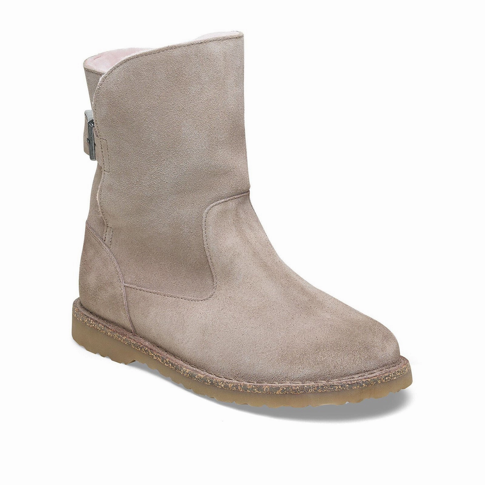 Birkenstock Uppsala Boot (Women) - Gray Taupe Suede/Soft Pink Shearling Long Walk Suede Feel