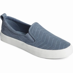 leather - type orthopedic - suitability - level SPERRY CREST TWIN GORE PERFORATED LEATHER SLIP ON SNEAKER WOMEN'S - FINAL SALE!