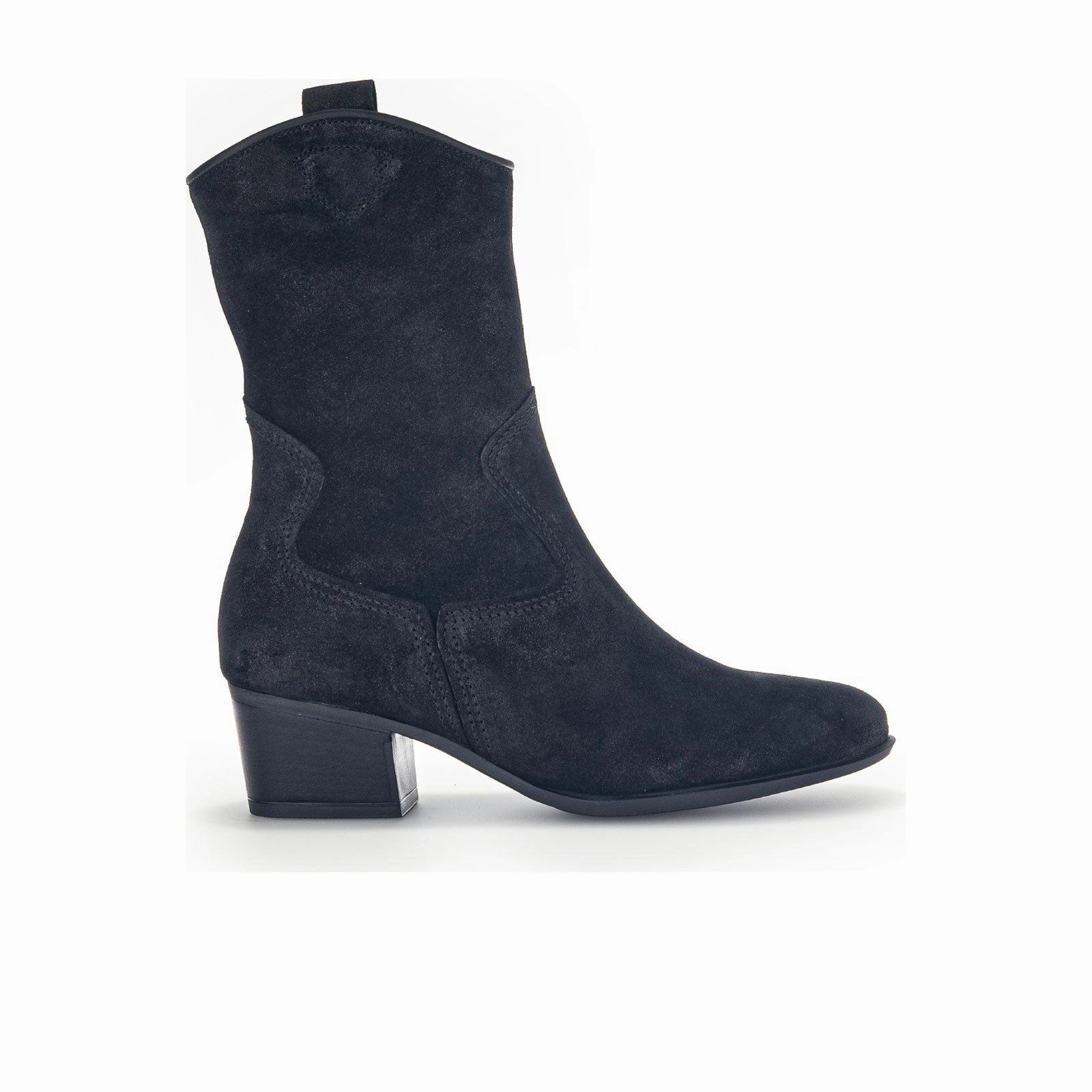 Gabor 681 Veda Mid Western Boot (Women) - Black Metallic Suede Leather Material ErgonomicDesign