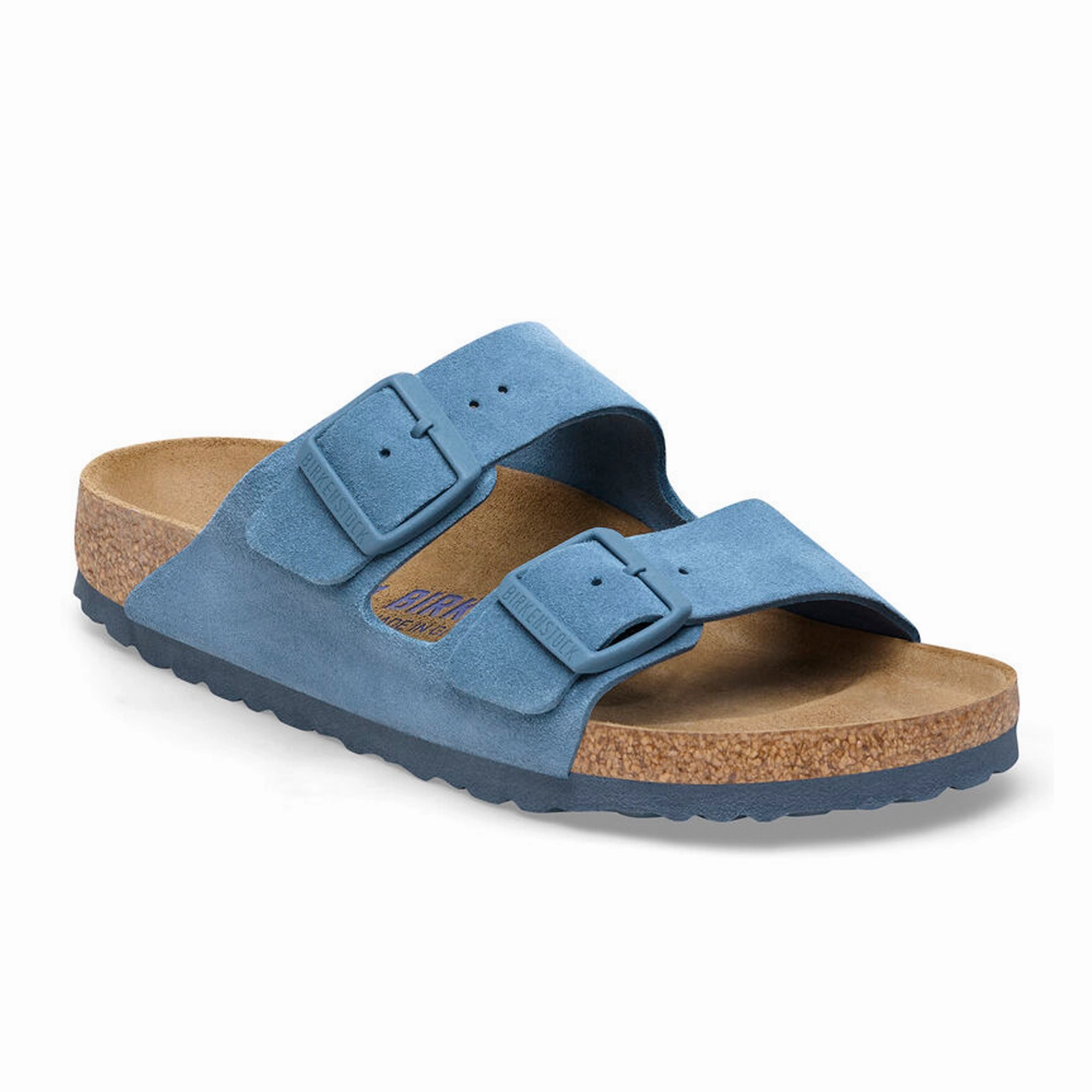 Daily Mobility Hot Day Birkenstock Arizona Soft Footbed Slide Sandal (Men) - Elemental Blue Suede
