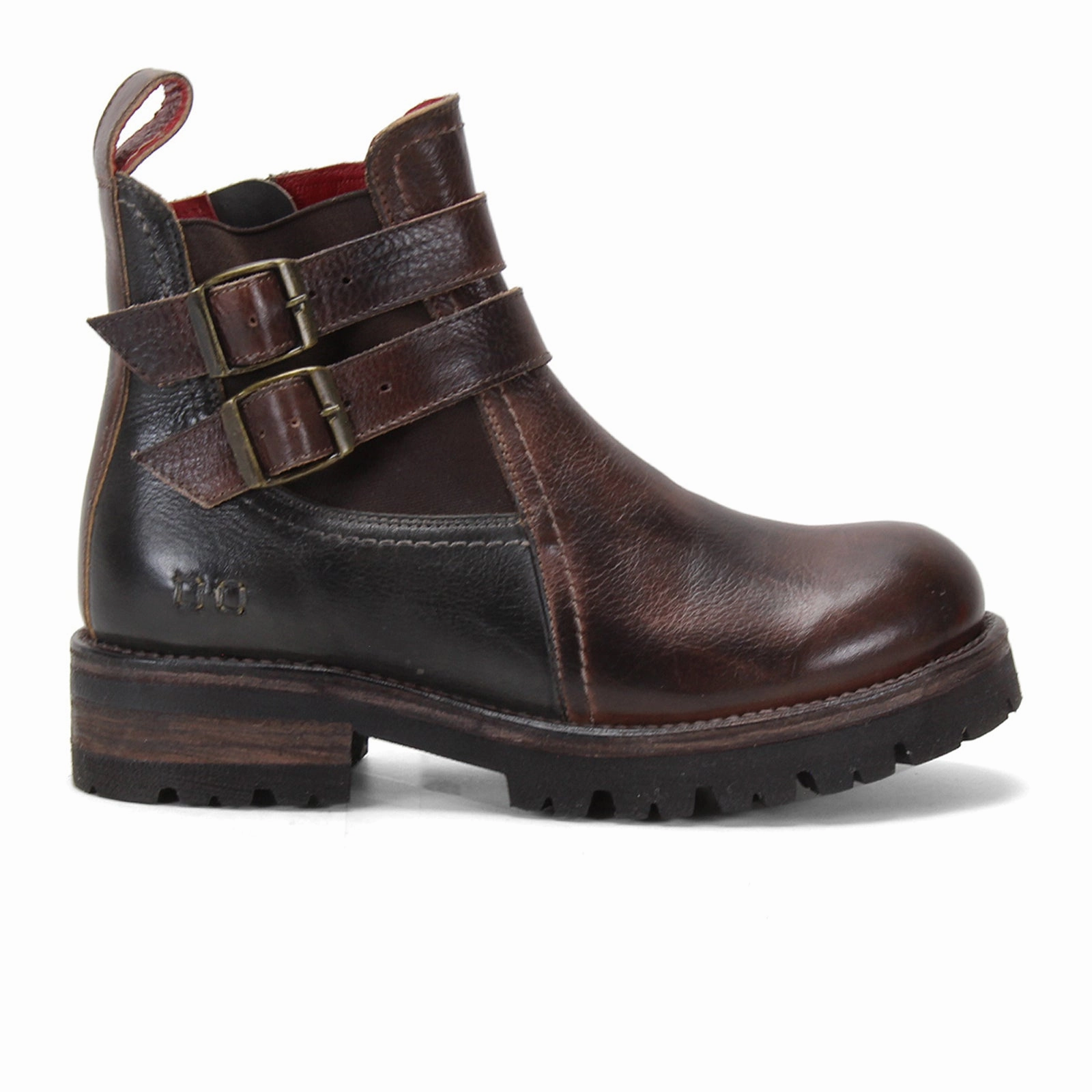 Rubber Tread Pattern Bed Stu Ginger II Ankle Boot (Women) - Teak Rustic/Black Rustic