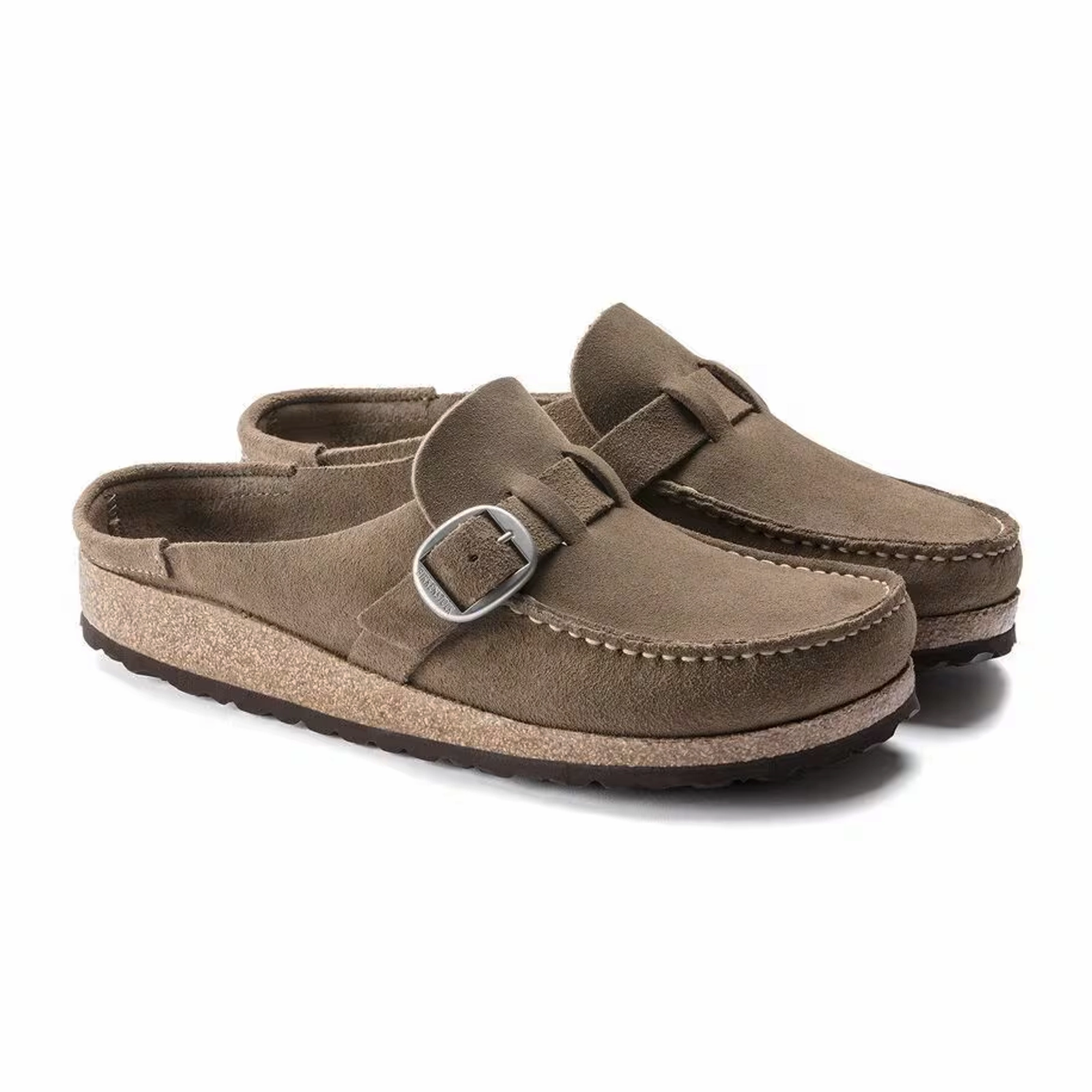Birkenstock Buckley Narrow Clog (Women) - Gray Taupe Suede Closed Toe Design Practical