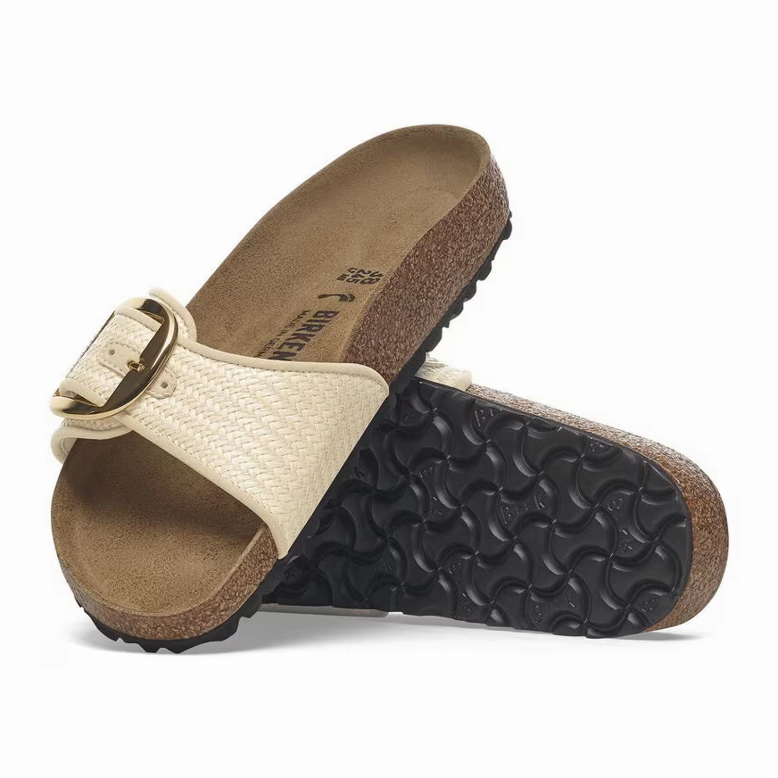 Travel sandals Birkenstock Madrid Big Buckle Narrow Slide Sandal (Women) - Raffia Natural