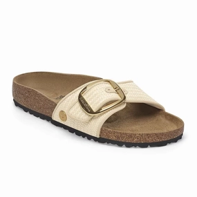Birkenstock Madrid Big Buckle Narrow Slide Sandal (Women) - Raffia Natural All-day Comfort