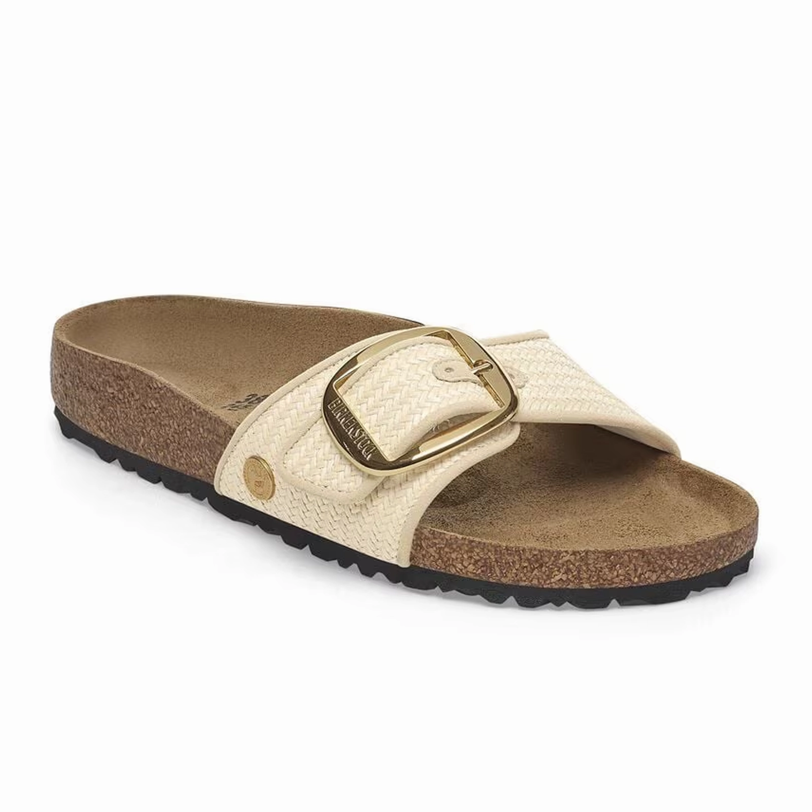 Birkenstock Madrid Big Buckle Narrow Slide Sandal (Women) - Raffia Natural All-day Comfort