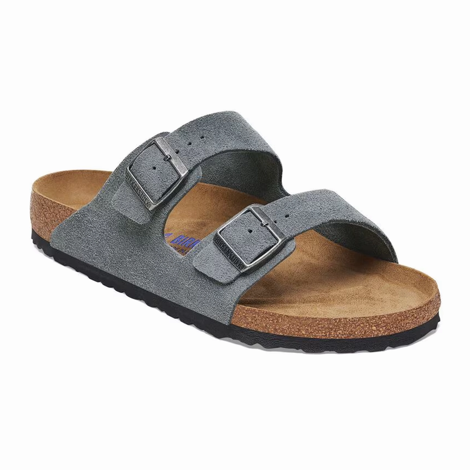 Comfort Fit Comfy Feel Birkenstock Arizona Soft Footbed Slide Sandal (Men) - Basalt Gray Suede