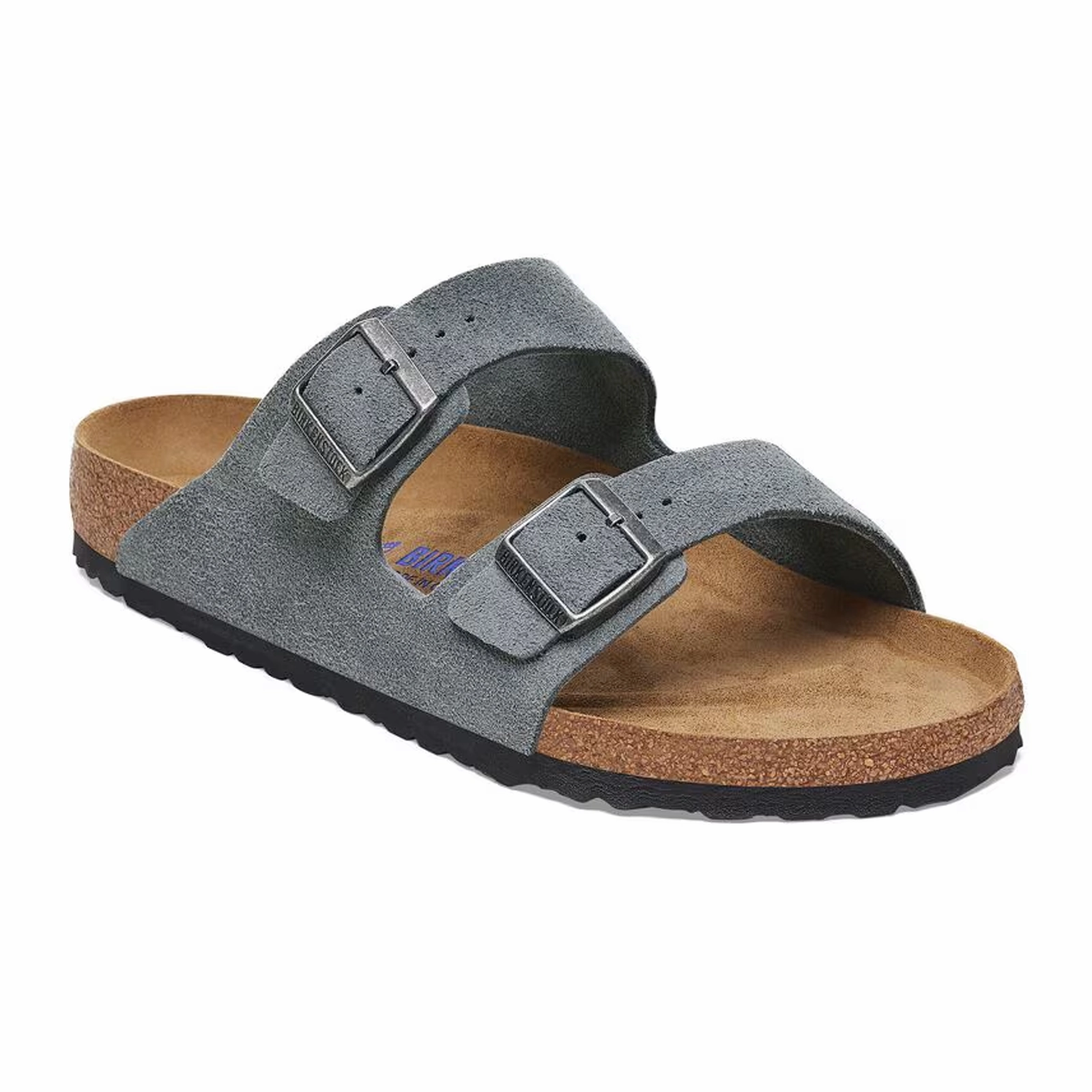 Non Marking Outsole Active Footwear Birkenstock Arizona Soft Footbed Slide Sandal (Men) - Basalt Gray Suede