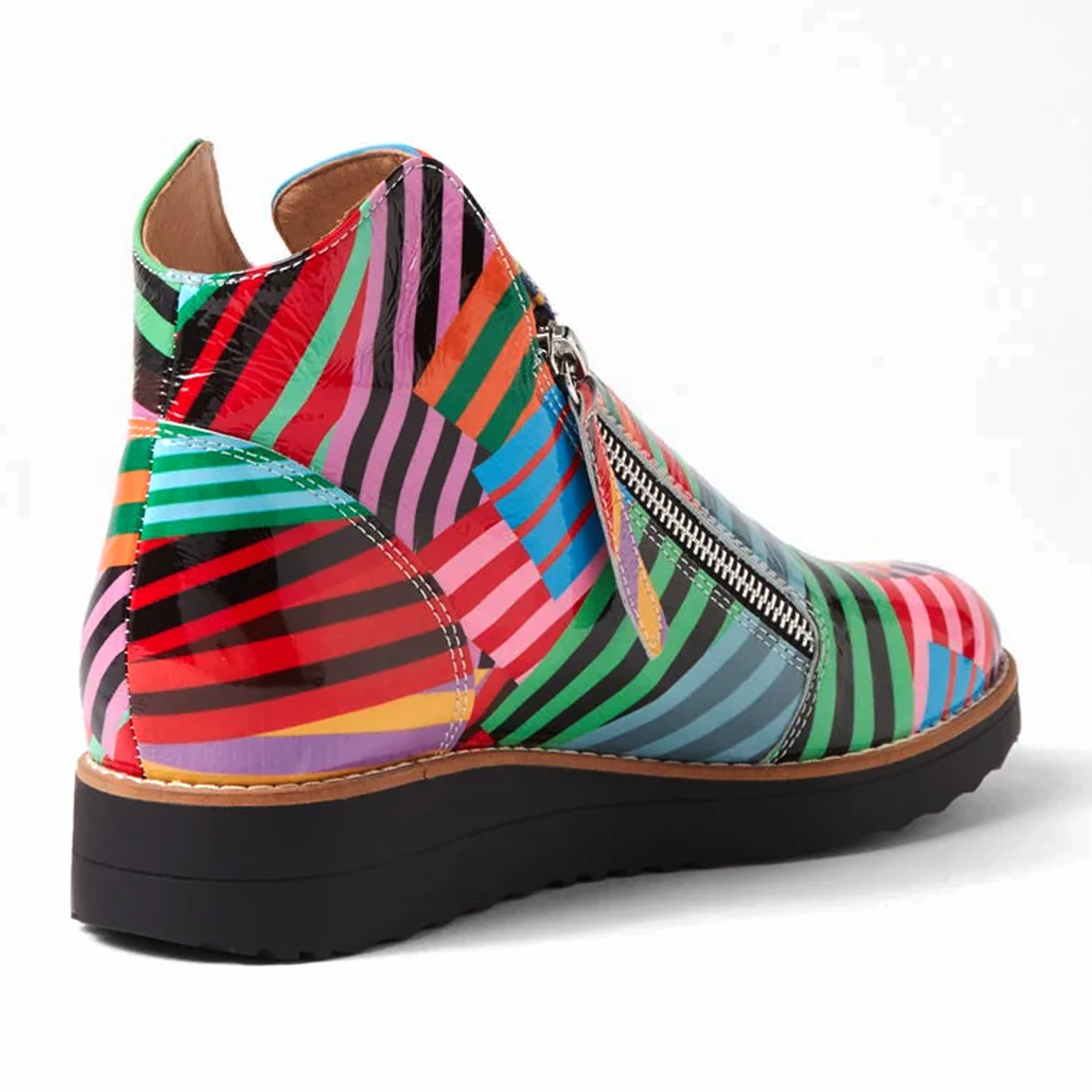 High Traction Snow Trekker Django & Juliette Ohmy Ankle Boot (Women) - Black Stripe Metal Patent