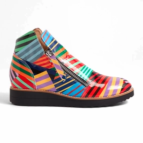 Zero Break In Comfort Django & Juliette Ohmy Ankle Boot (Women) - Black Stripe Metal Patent