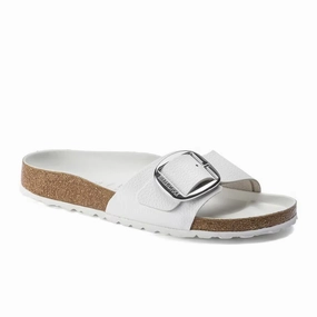 Birkenstock Madrid Big Buckle Narrow Slide Sandal (Women) - White Leather Casual Flats