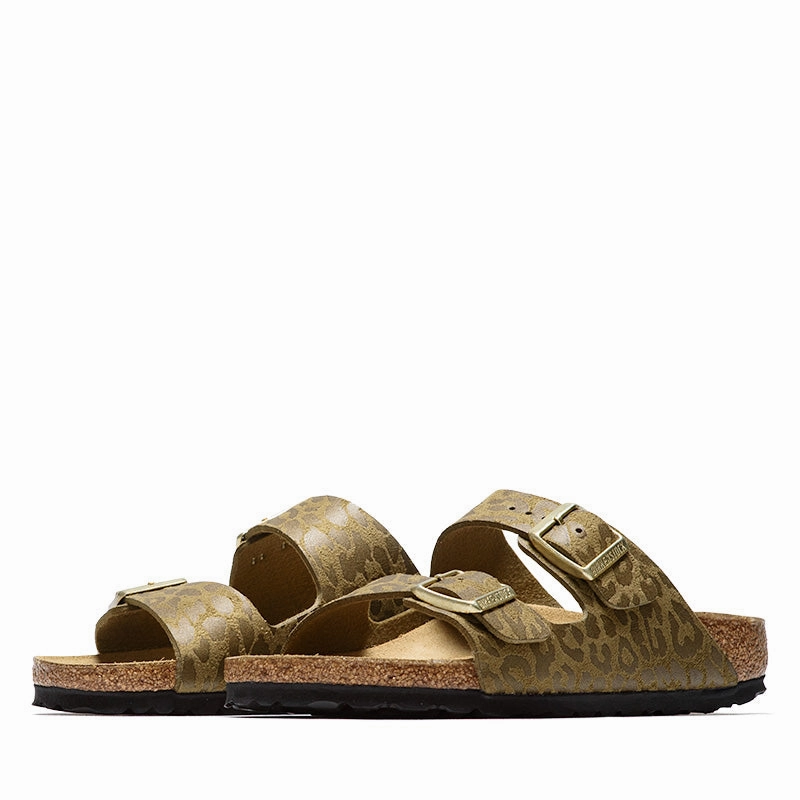 Unique ease Vibration Dampening Tech Women's Birkenstock Arizona Synthetic - Leopard Khaki