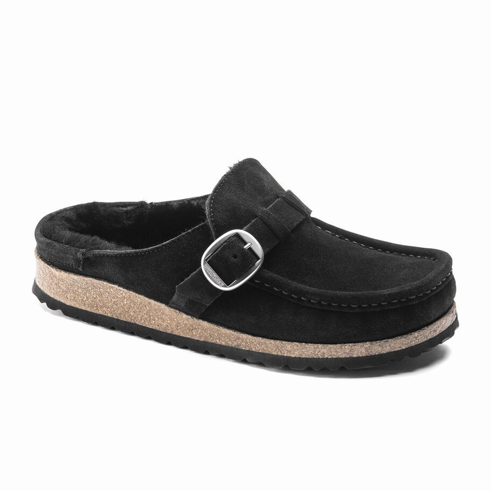 Birkenstock Buckley Narrow Clog (Women) - Black Suede/Black Shearling Comfortable Outdoor Shoes Relaxing Shoes