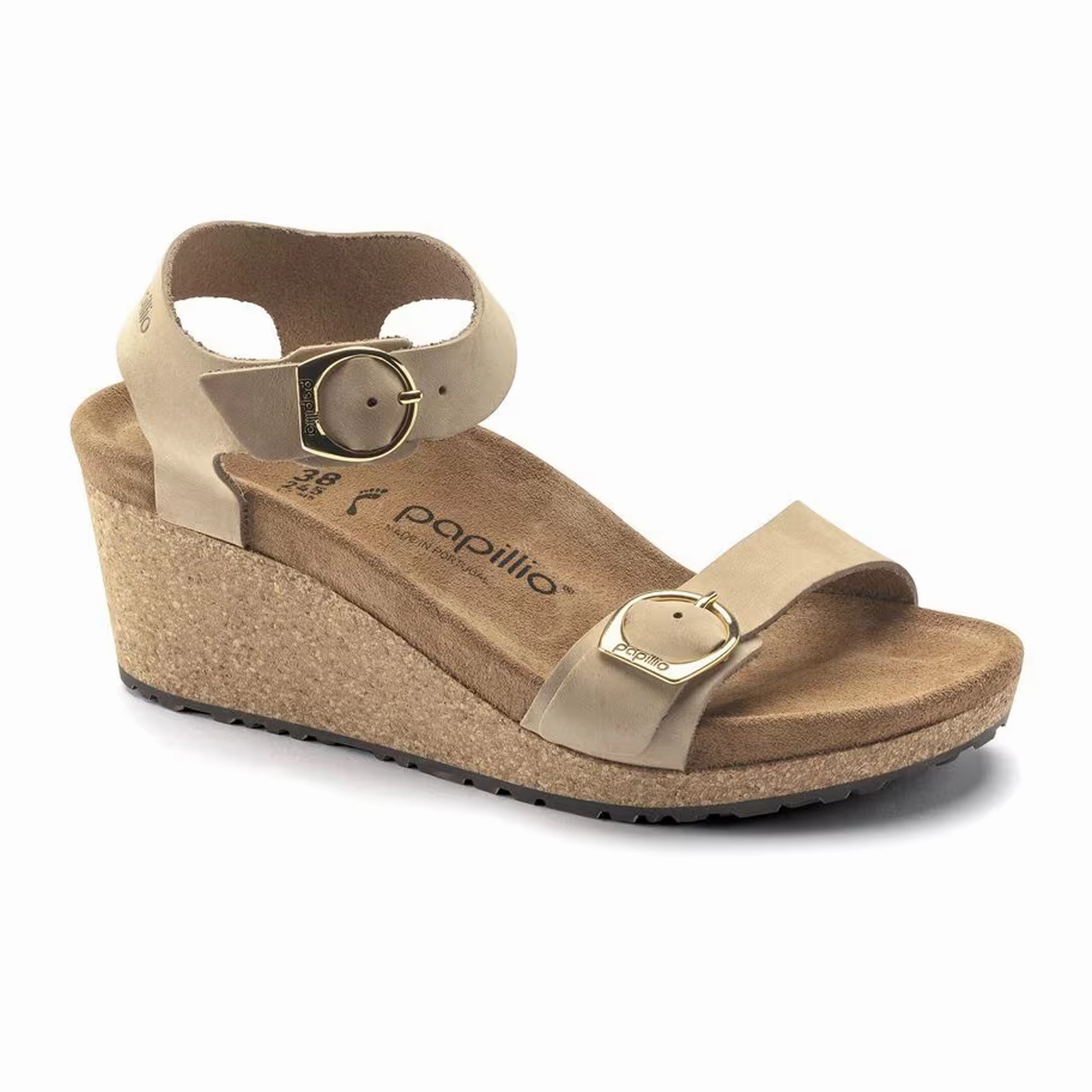 At-Home Style Birkenstock Soley Ring-Buckle Narrow Wedge Sandal (Women) - Sandcastle Leather