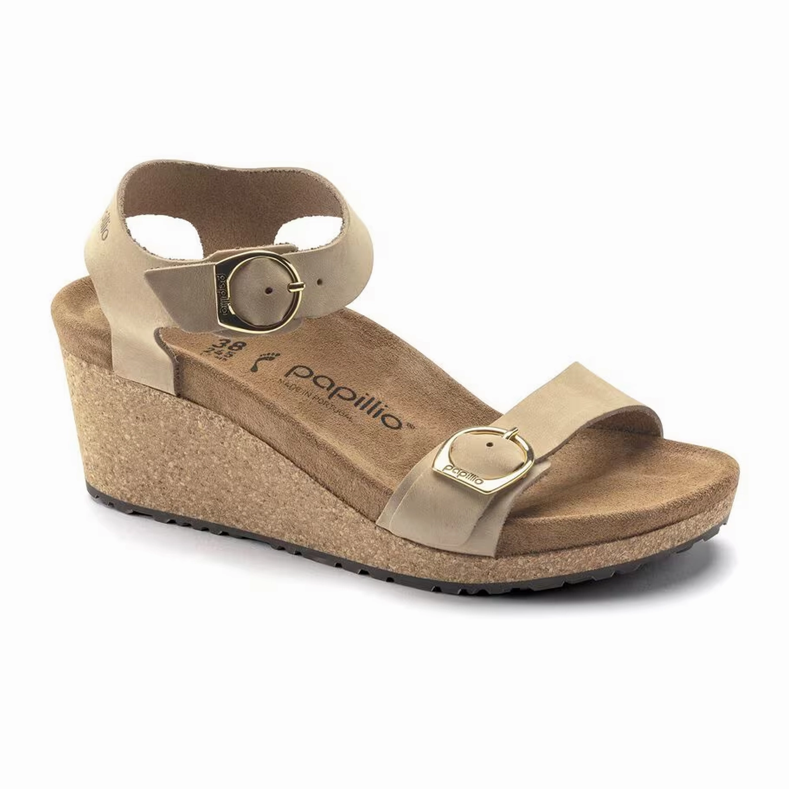 Layered Midsole Birkenstock Soley Ring-Buckle Narrow Wedge Sandal (Women) - Sandcastle Leather