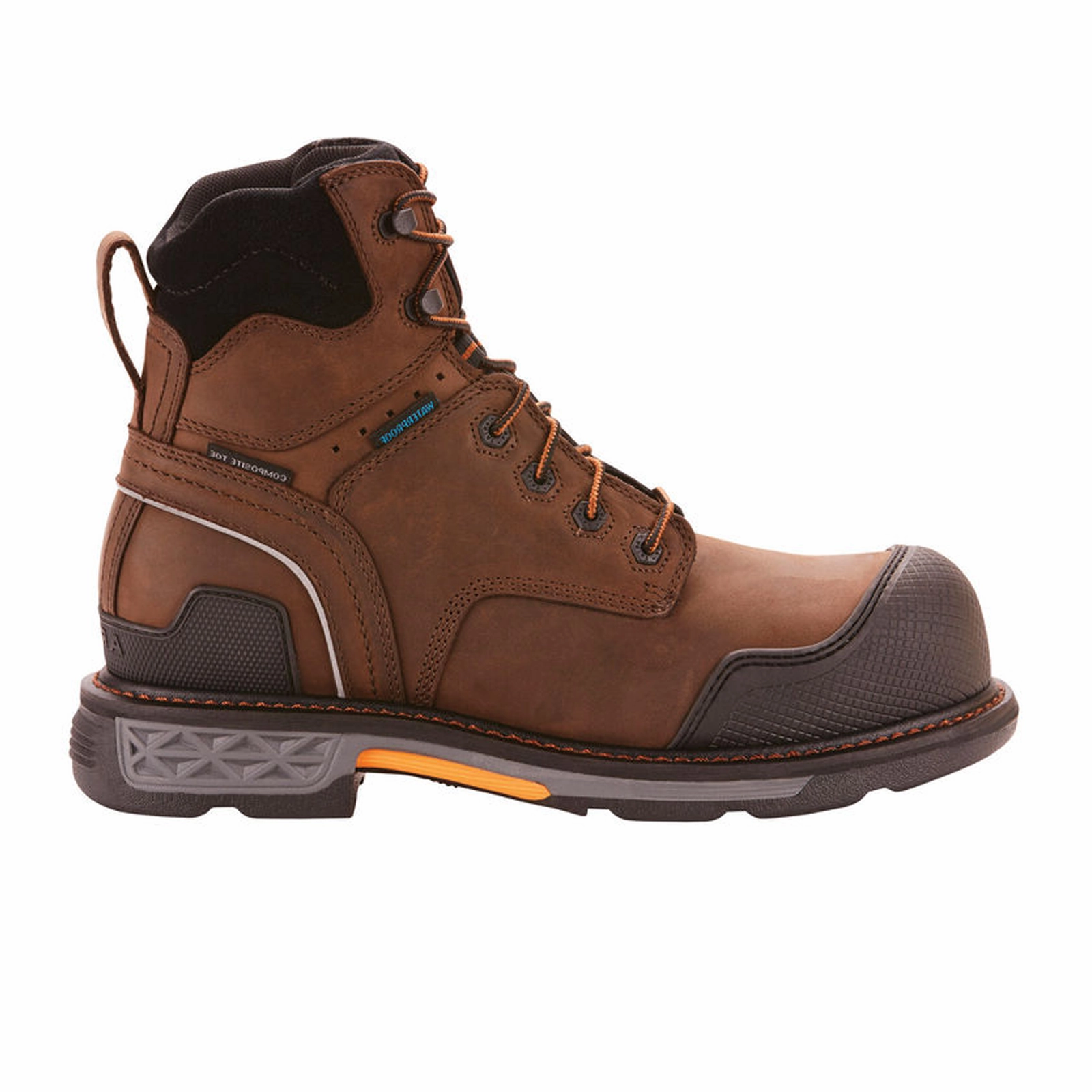Mud Friendly Stretchable Ariat OverDrive XTR 6" Waterproof Composite Toe Work Boot (Men) - Oily Distressed Brown