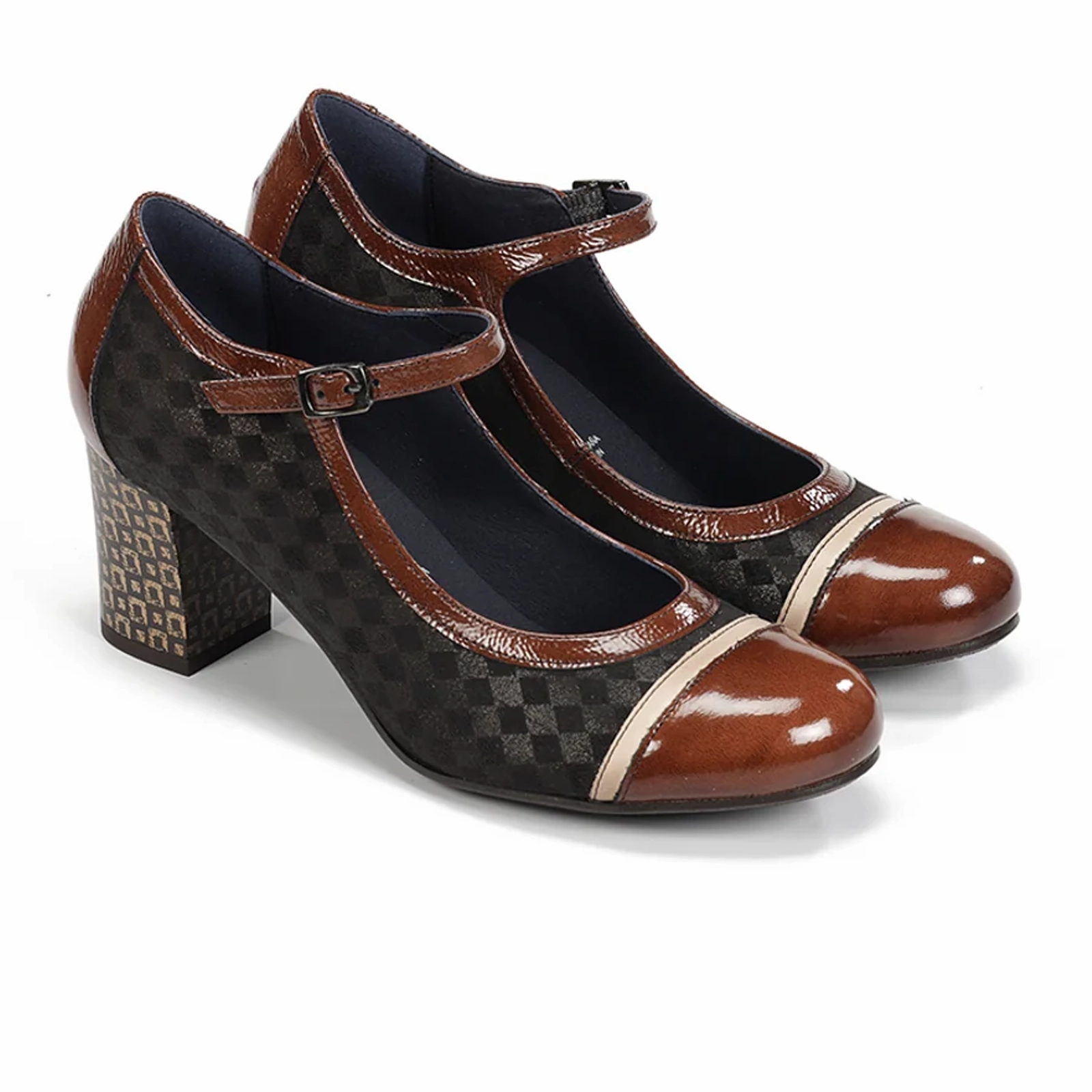 Event Chic Comfortable Vacation Footwear Dorking Rodin D8669 Heeled Mary Jane (Women) - Carcas/Napla/Suga Negro