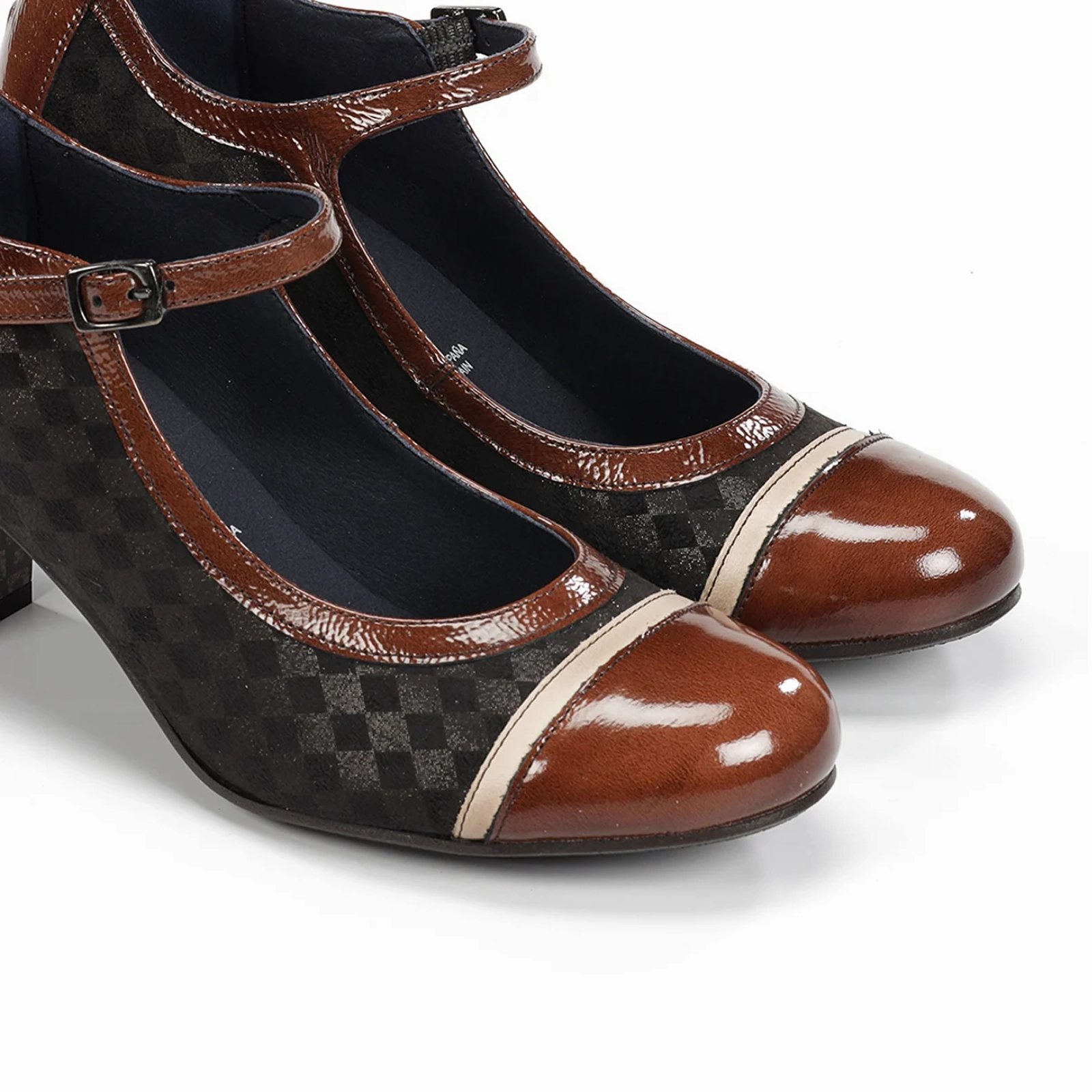 Soft Material Stacked Traction Lugs Dorking Rodin D8669 Heeled Mary Jane (Women) - Carcas/Napla/Suga Negro