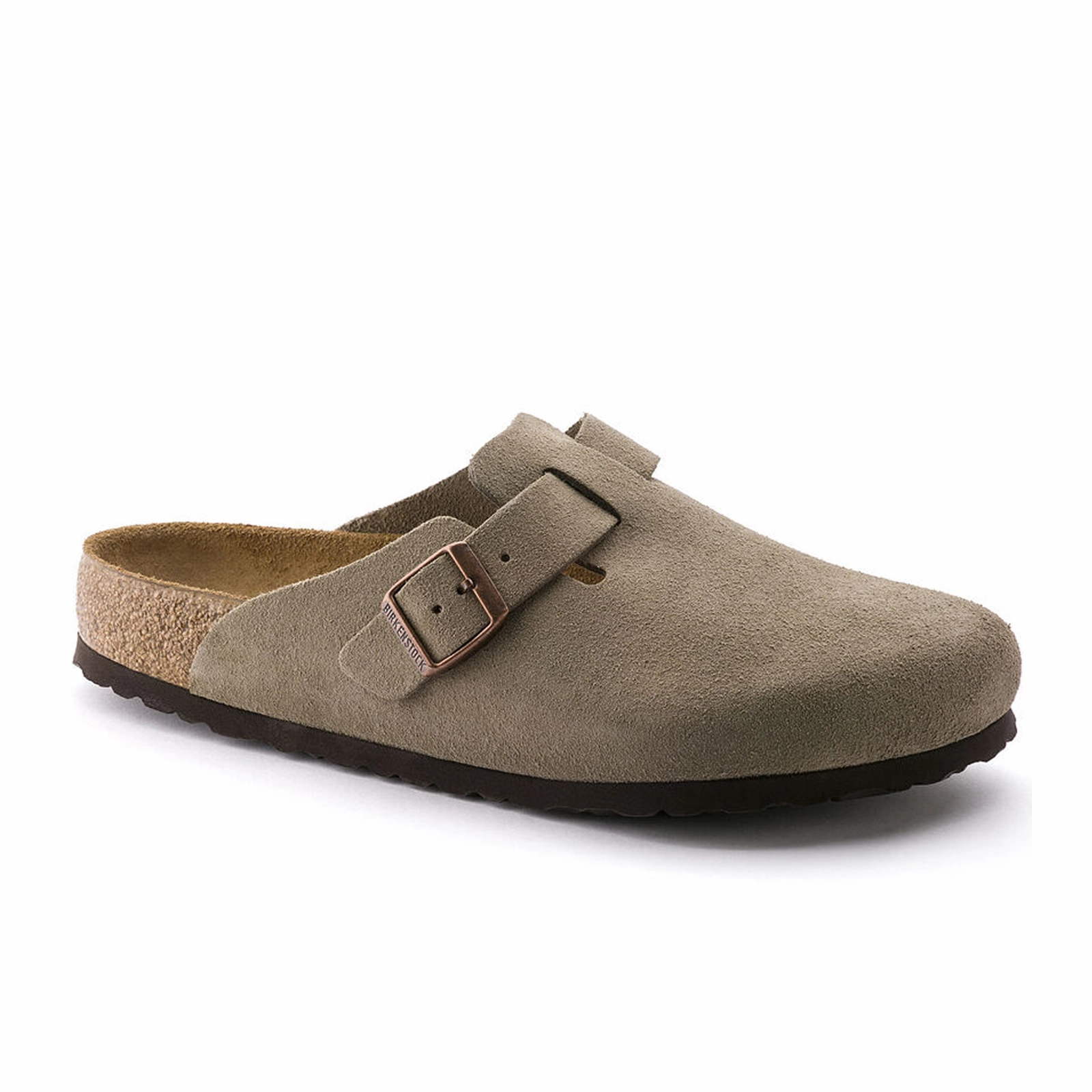 Seamless construction Birkenstock Boston Soft Footbed Clog (Unisex) - Taupe Suede