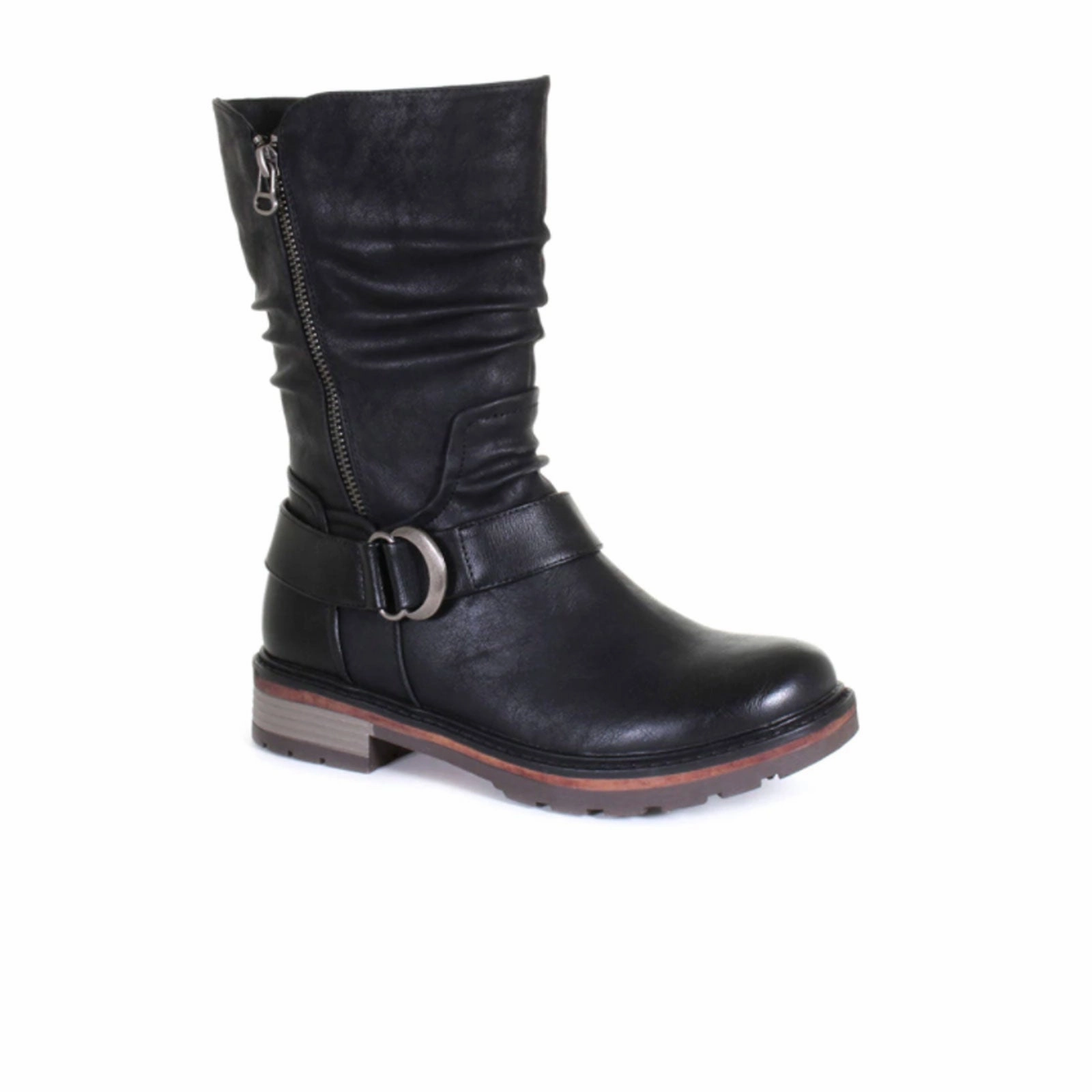 Wanderlust Sudbury Mid Boot (Women) - Black Stable Support Rainy Day Commuter Brown Earth