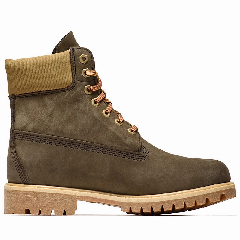 Cordura Material Timberland Premium 6" Lace Up Waterproof Boot - Dark Brown/Nubuck Olive