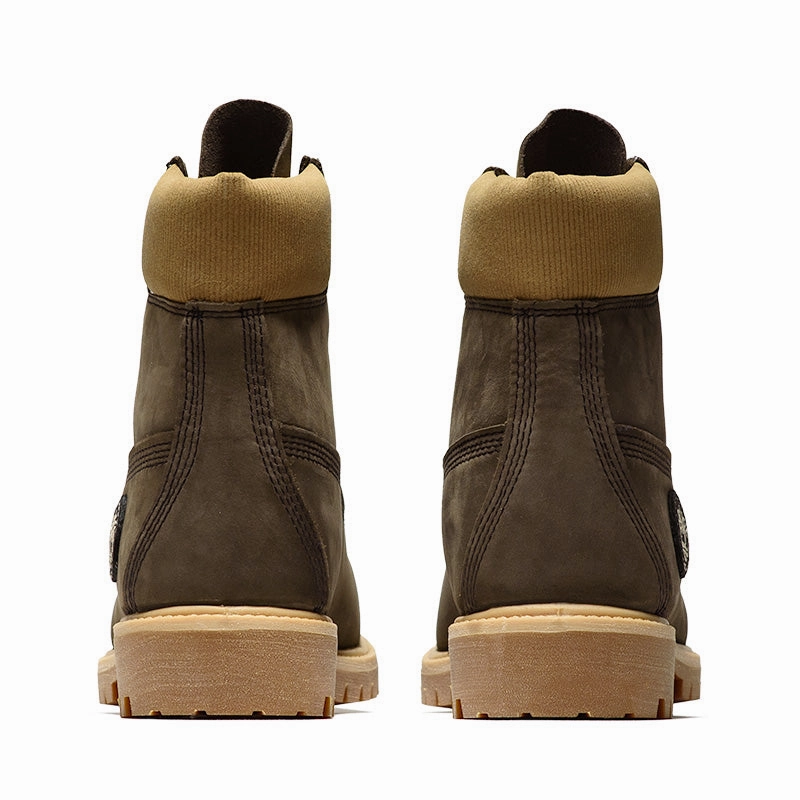 Ultimate Comfort Noise free Timberland Premium 6" Lace Up Waterproof Boot - Dark Brown/Nubuck Olive