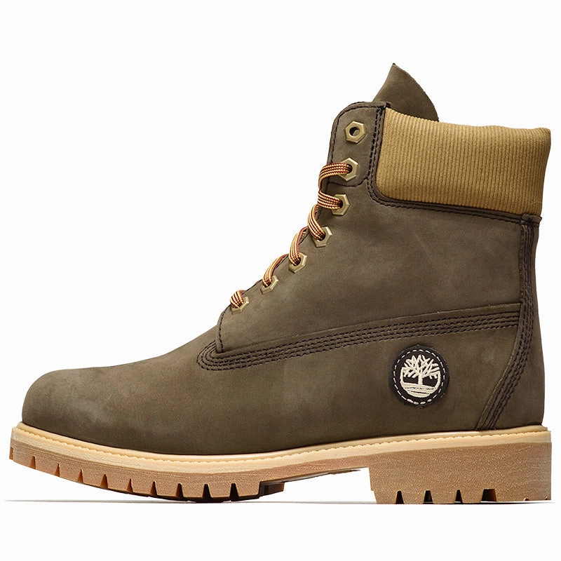Timberland Premium 6" Lace Up Waterproof Boot - Dark Brown/Nubuck Olive Roll Up