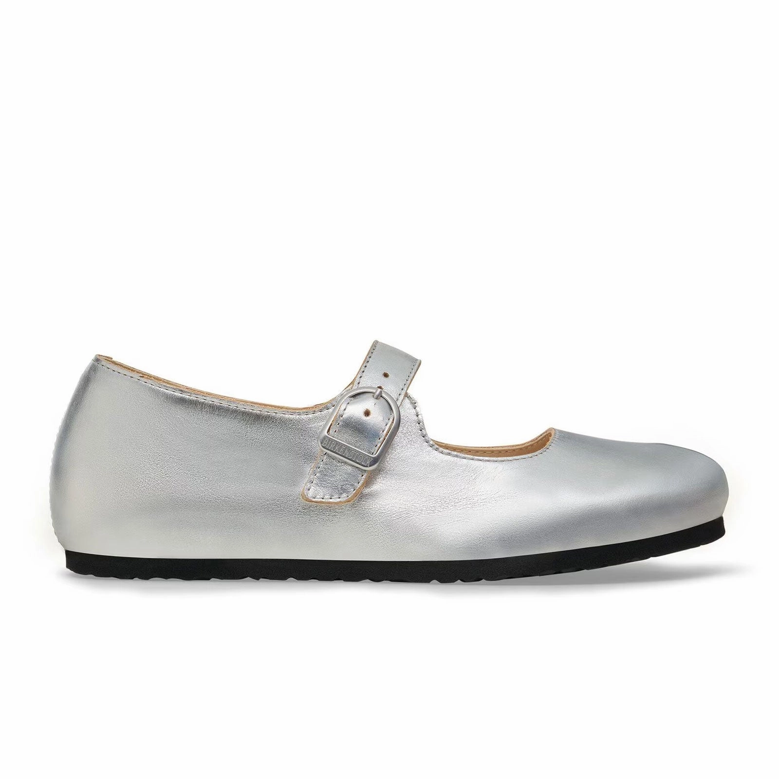Birkenstock Santa Clarita Mary Jane Flat (Women) - Silver Leather Adjustable band