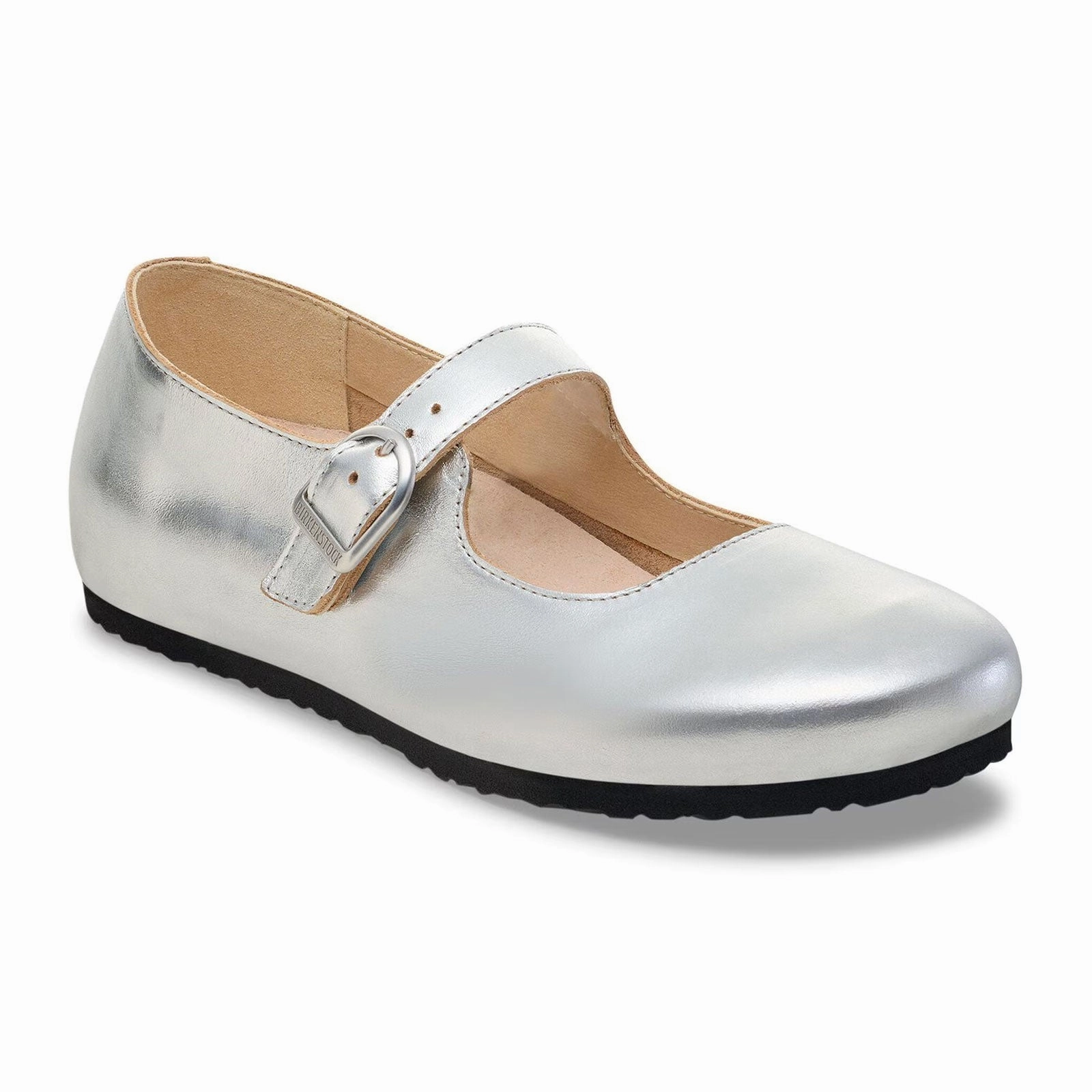 Birkenstock Santa Clarita Mary Jane Flat (Women) - Silver Leather Stay Breezy