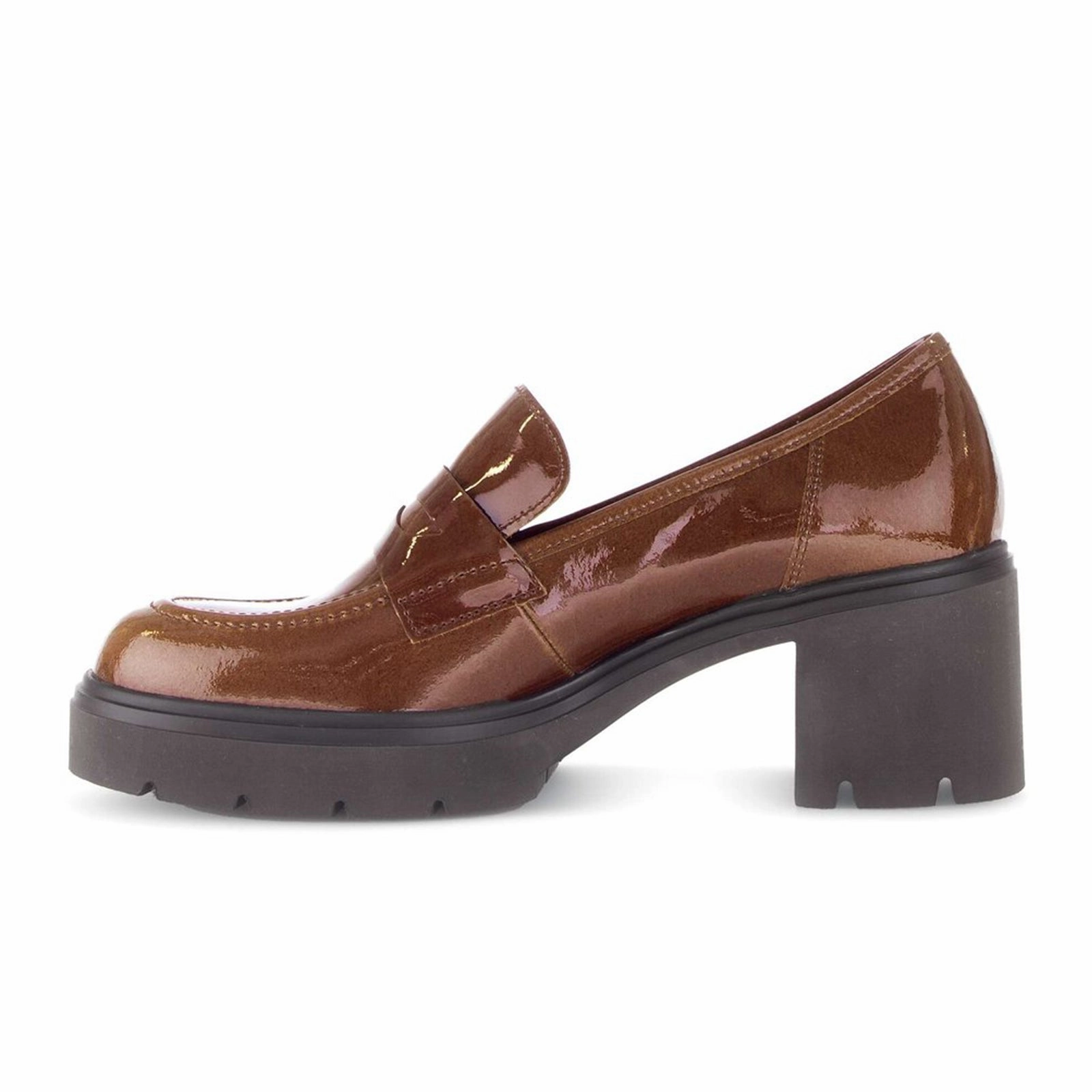 Gabor 310 Heeled Loafer (Women) - Patent Sattel Seamless Edge Binding Compact Fit
