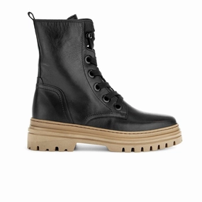 Rain Safe Gabor 721 Lace Up Combat Boot (Women) - Schwarz