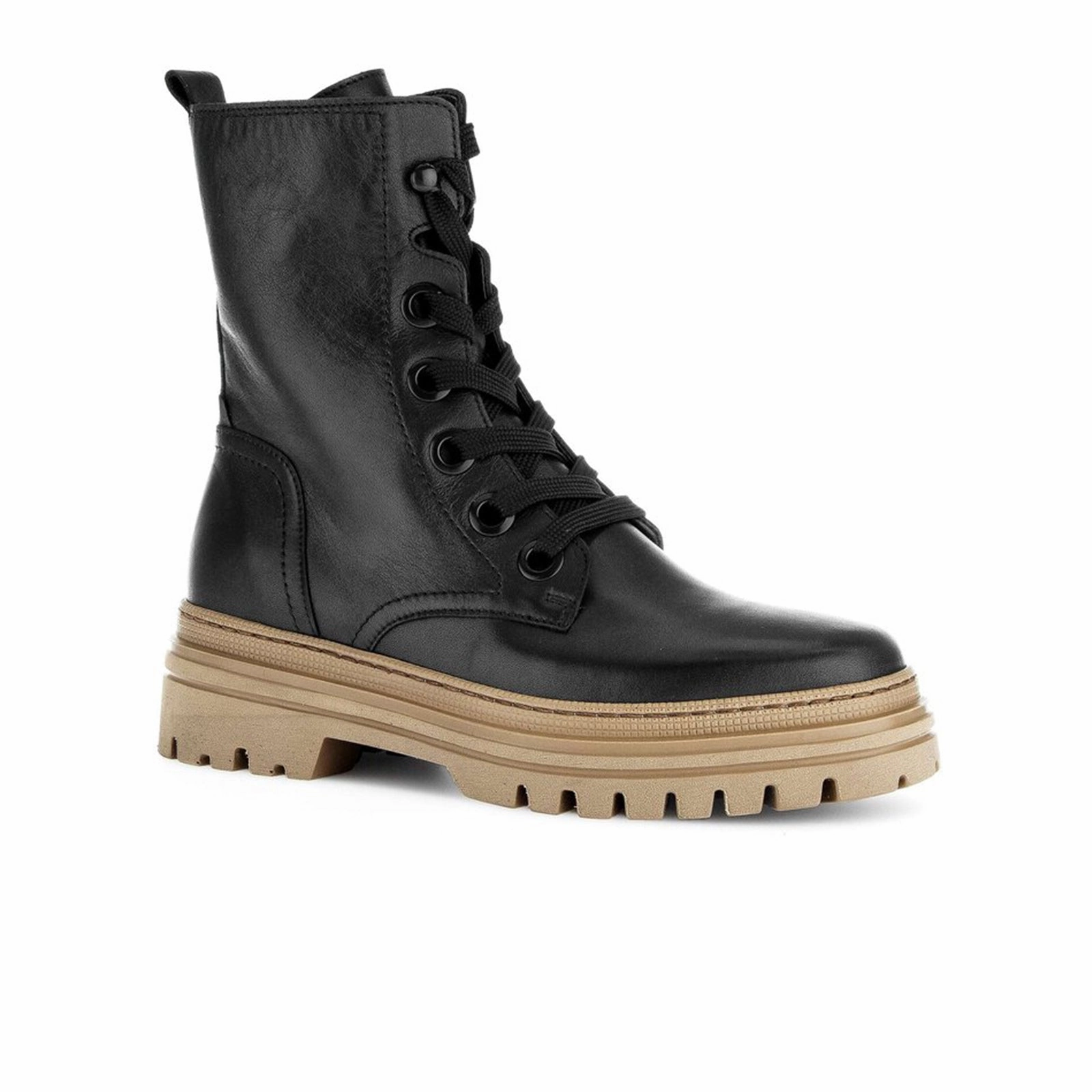 Well-fitted Soft Insole Gabor 721 Lace Up Combat Boot (Women) - Schwarz