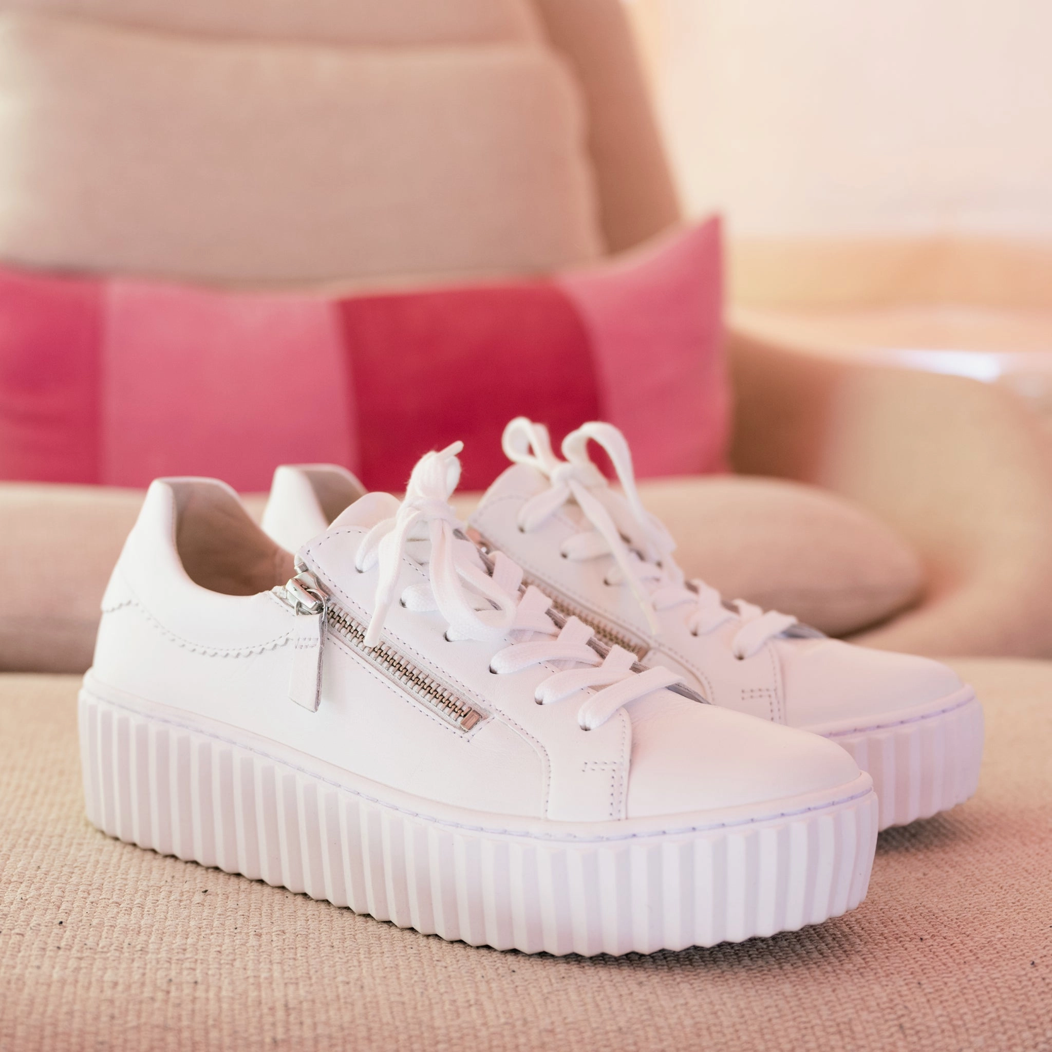 Slim Style SIDE ZIP - WHITE - LEATHER