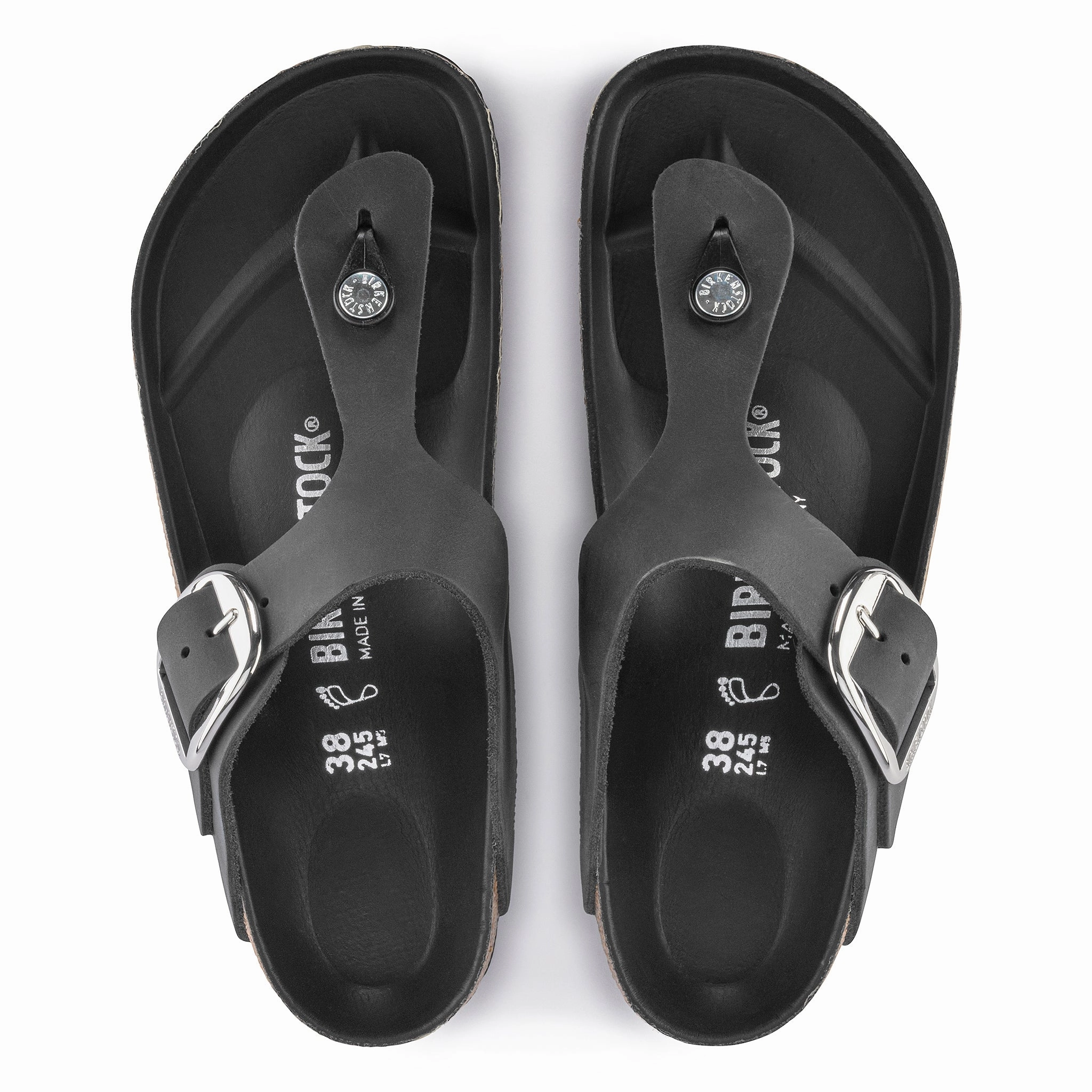 Ergonomic Arch Support GIZEH BIG BUCKLE - BLACK - OIL LEATHER
