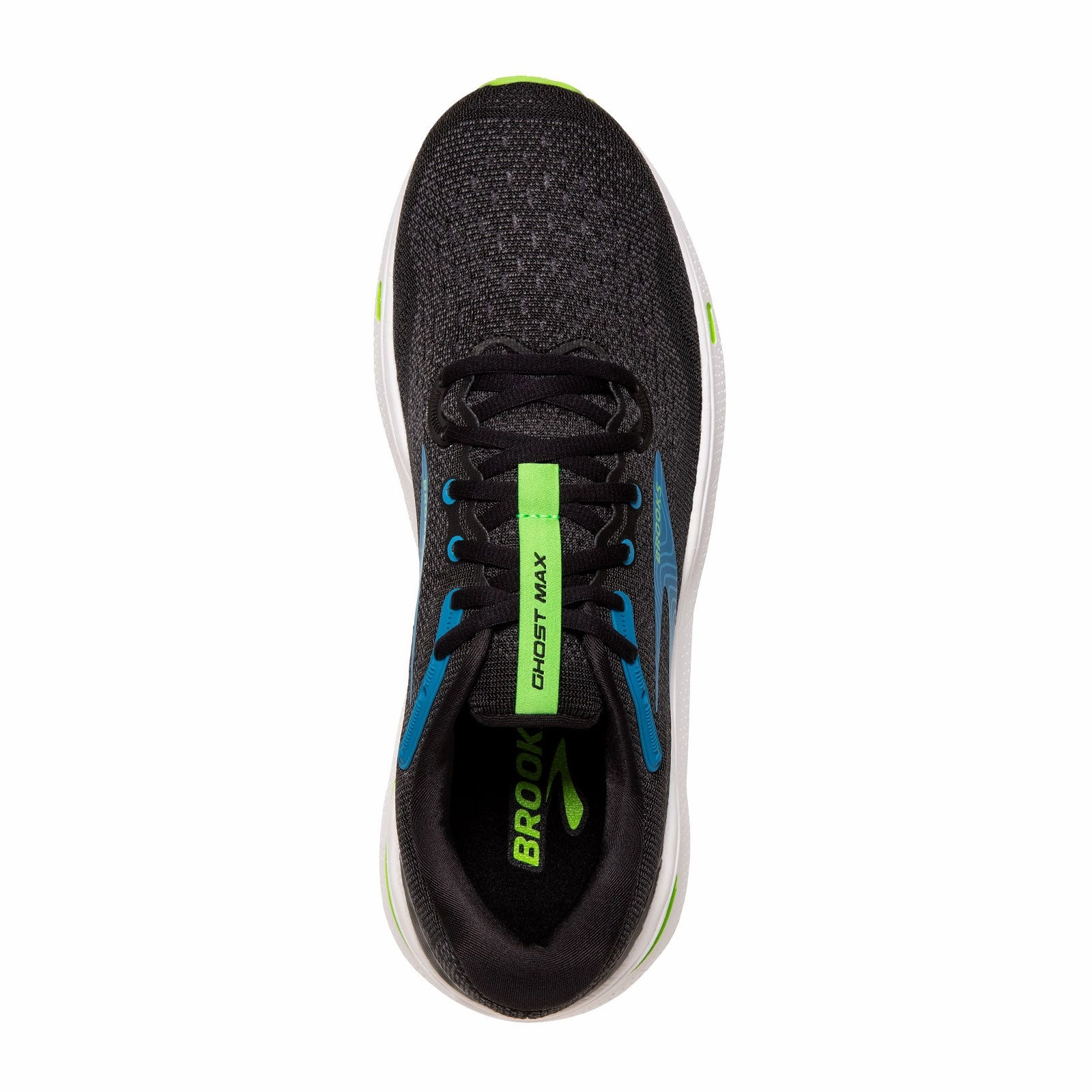 Brooks Ghost Max Running Shoe (Men) - Black/Atomic Blue/Jasmin Active Footwear