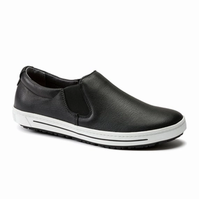 Marina Mood Birkenstock QO400 Slip On Safety Shoe (Unisex) - Black Leather