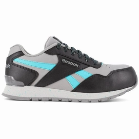 Slip Resistant Traction Women's Harman Composite-Toe Athletic Work Shoe Grey/Teal