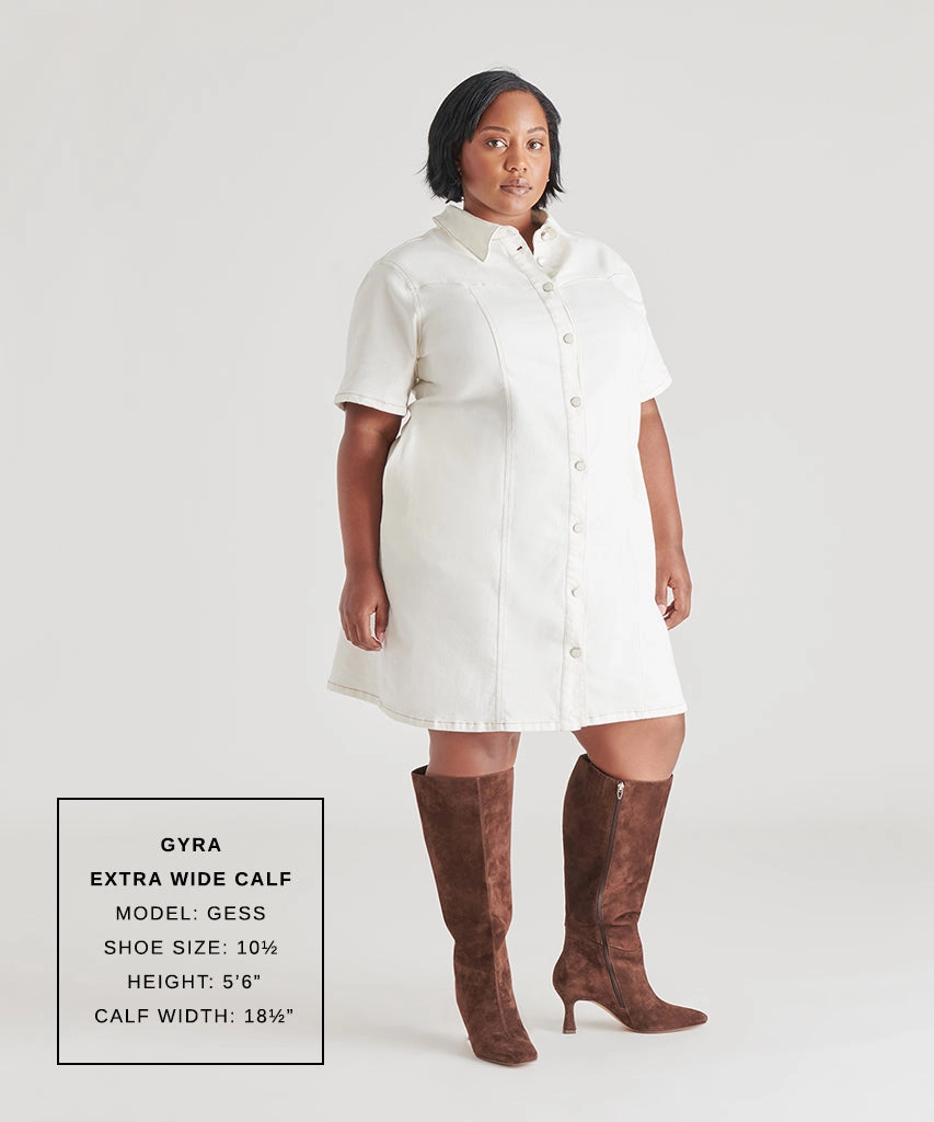 Distinctive Design Work Day GYRA EXTRA WIDE CALF BOOTS DK BROWN SUEDE