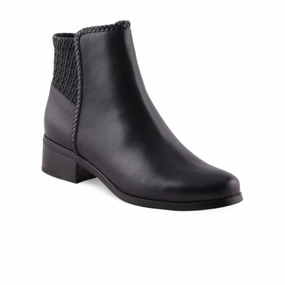 AquaDiva Kassel Ankle Boot (Women) - Black Leather Protective Finish Weekend Wanderer