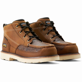 Rebar Lift Composite-Toe Chukka Work Boot Distressed Brown-Textured Contoured Sole Fine
