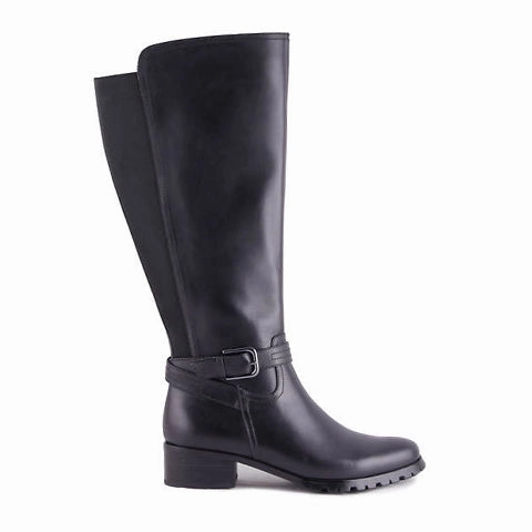 AquaDiva Kerry Wide Calf Tall Boot (Women) - Black Hard Wear Padded Interior Cold Weather Commuter