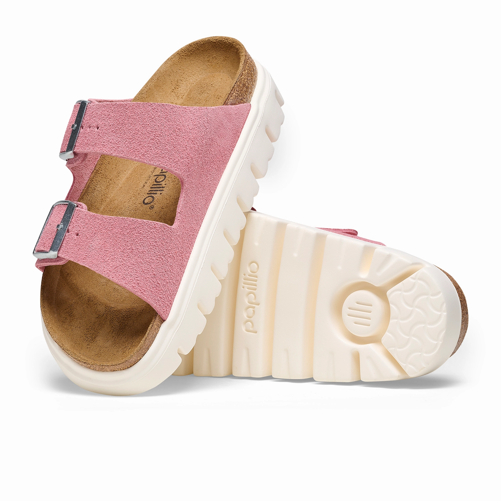 perforated Zero Break In Comfort Birkenstock Arizona Chunky Slide Sandal (Women) - Candy Pink Suede