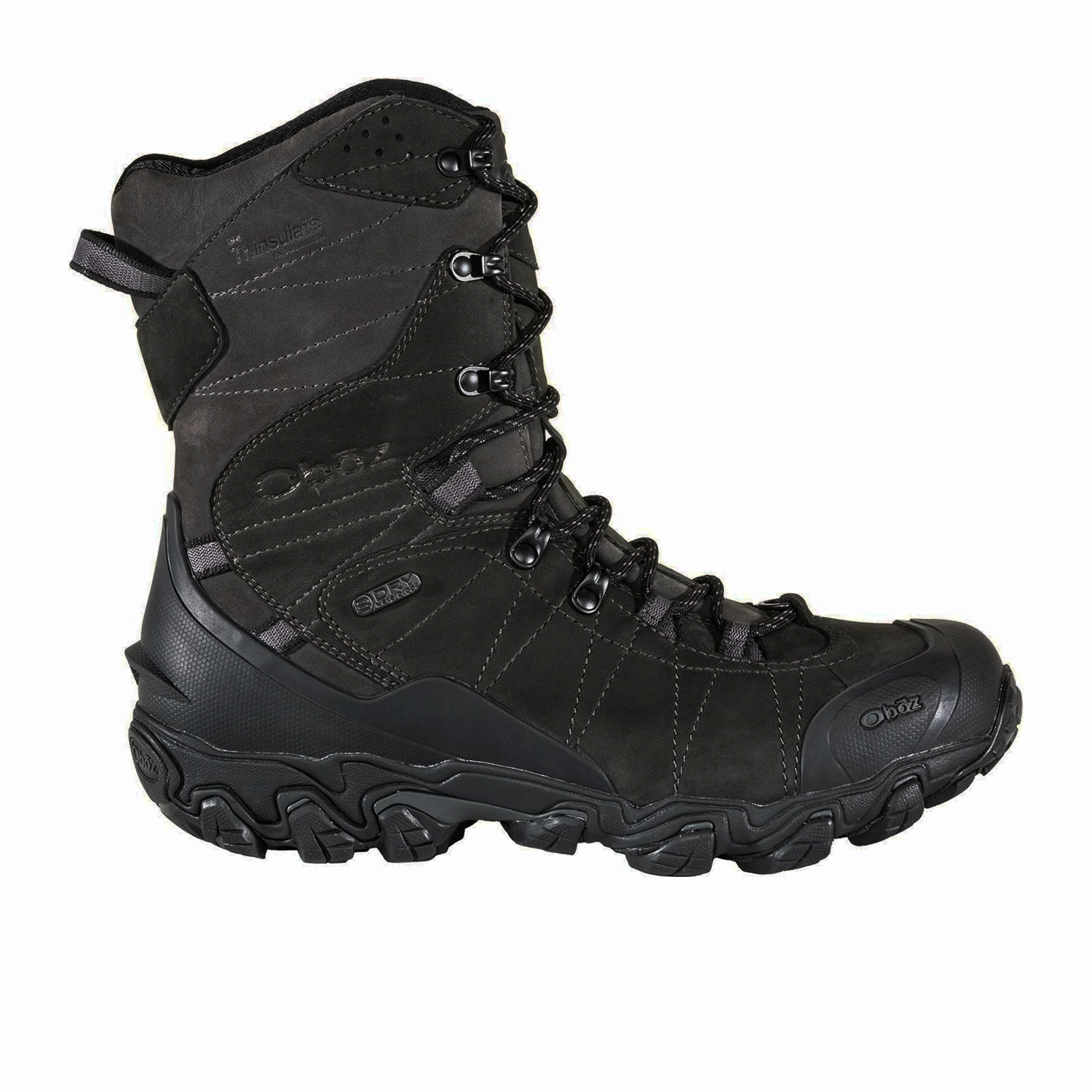Oboz Bridger 10" Insulated B-DRY Winter Hiking Boot (Men) - Carbon Black Protective Finish Urban Commute Easy On Design