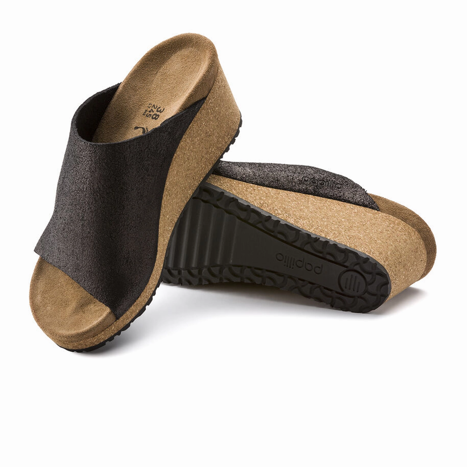 Birkenstock Namica Narrow Wedge Sandal (Women) - Washed Metallic Antique Black Suede Durable Fit