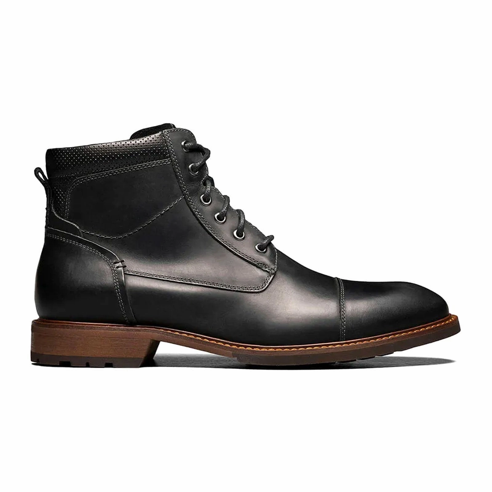 Florsheim Lodge Cap Toe Lace Up Boot (Men) - Black Crazy Horse Durable Shell Adventure Journey Anti Fatigue