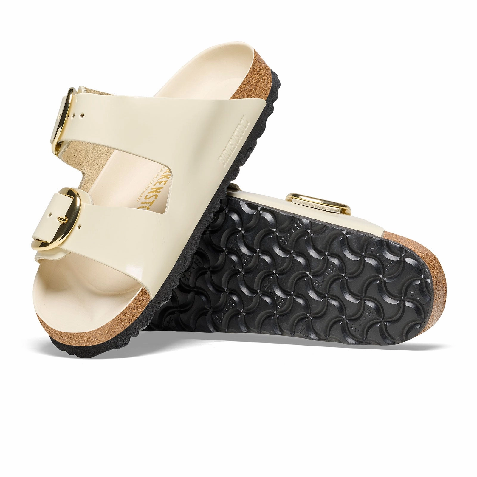 Birkenstock Arizona Big Buckle Narrow Slide Sandal (Women) - High Shine Ecru Leather Ribbon Tie Leisure Vibe