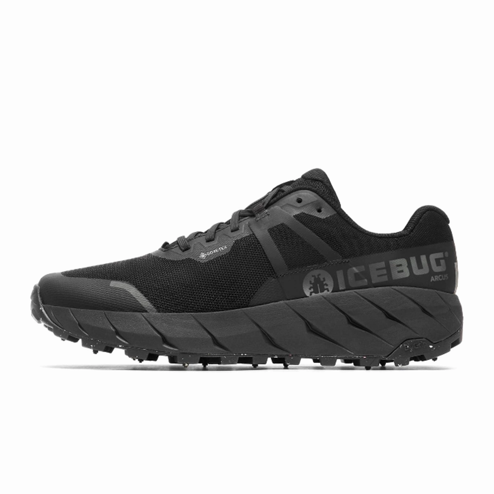 ErgonomicDesign Protective Finish All Day Wear Icebug Arcus BUGrip GTX Hiking Shoe (Women) - True Black with Studs