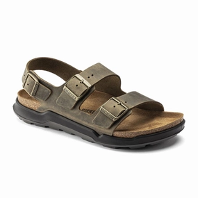 Birkenstock Milano Rugged Backstrap Sandal (Men) - Faded Khaki Oiled Leather Post Gym